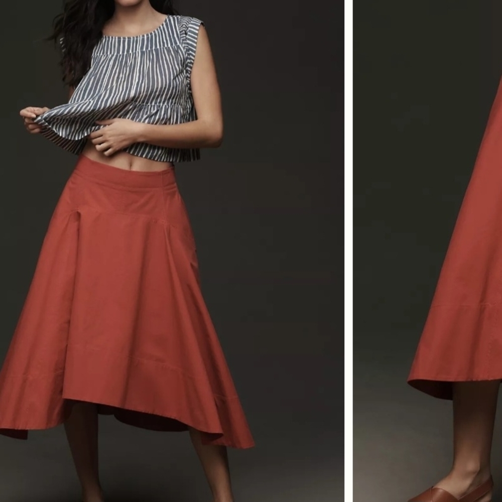 Mare Mare Rust A-Line Skirt. Mare Mare x Anthropologie BasqUE